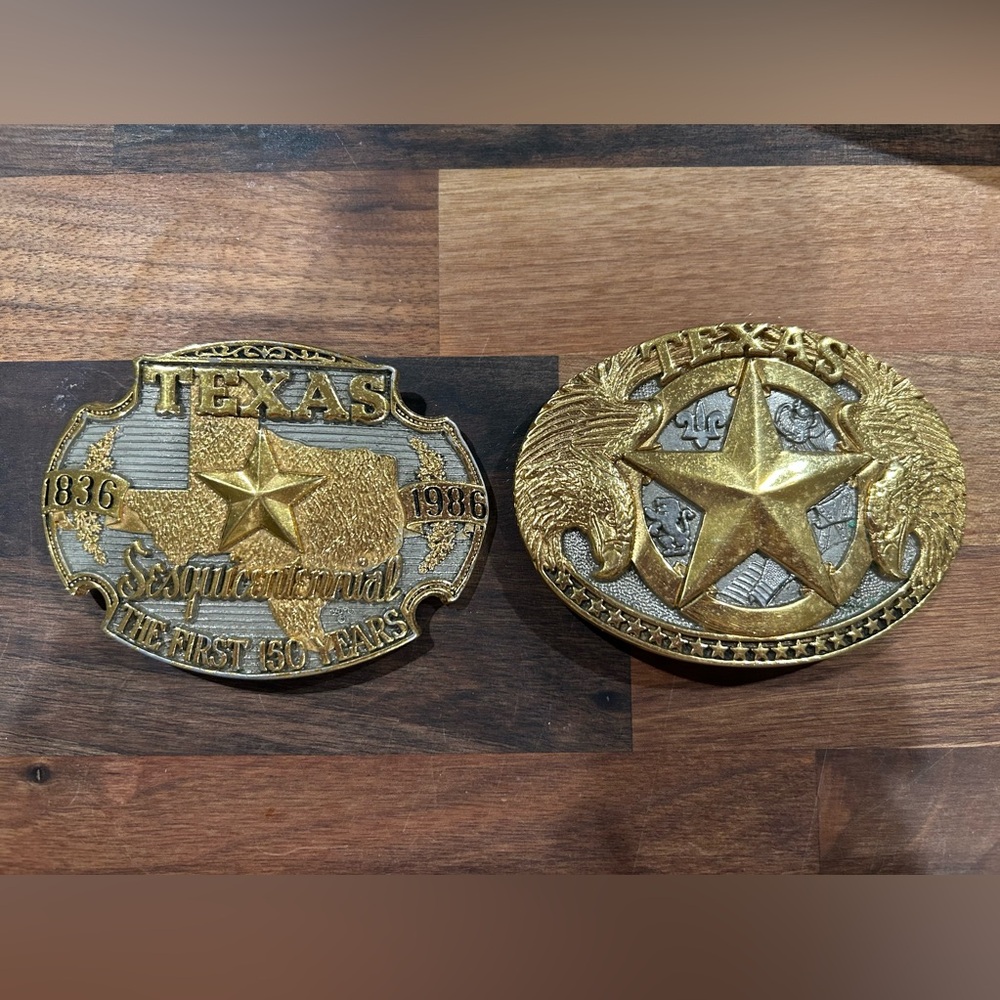 Texas Belt Buckles Set of 2